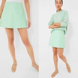 Tuckernuck Mint Chip Leather Meg Mini‎ Skirt XS Pastel Green Preppy Coastal NWT